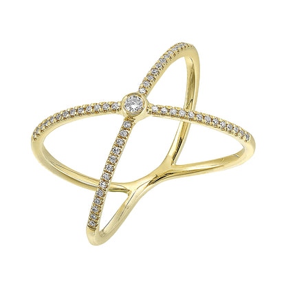 Passion 1/6 ct. tw. Diamond Criss Cross Ring in 14K Yellow Gold front view