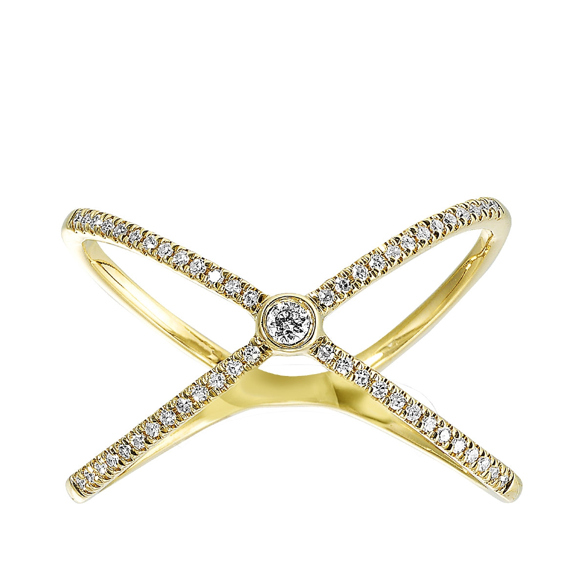 Passion 1/6 ct. tw. Diamond Criss Cross Ring in 14K Yellow Gold