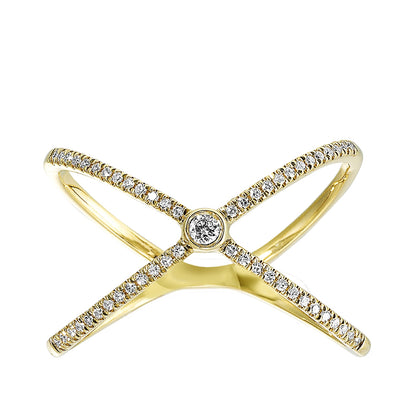 Passion 1/6 ct. tw. Diamond Criss Cross Ring in 14K Yellow Gold