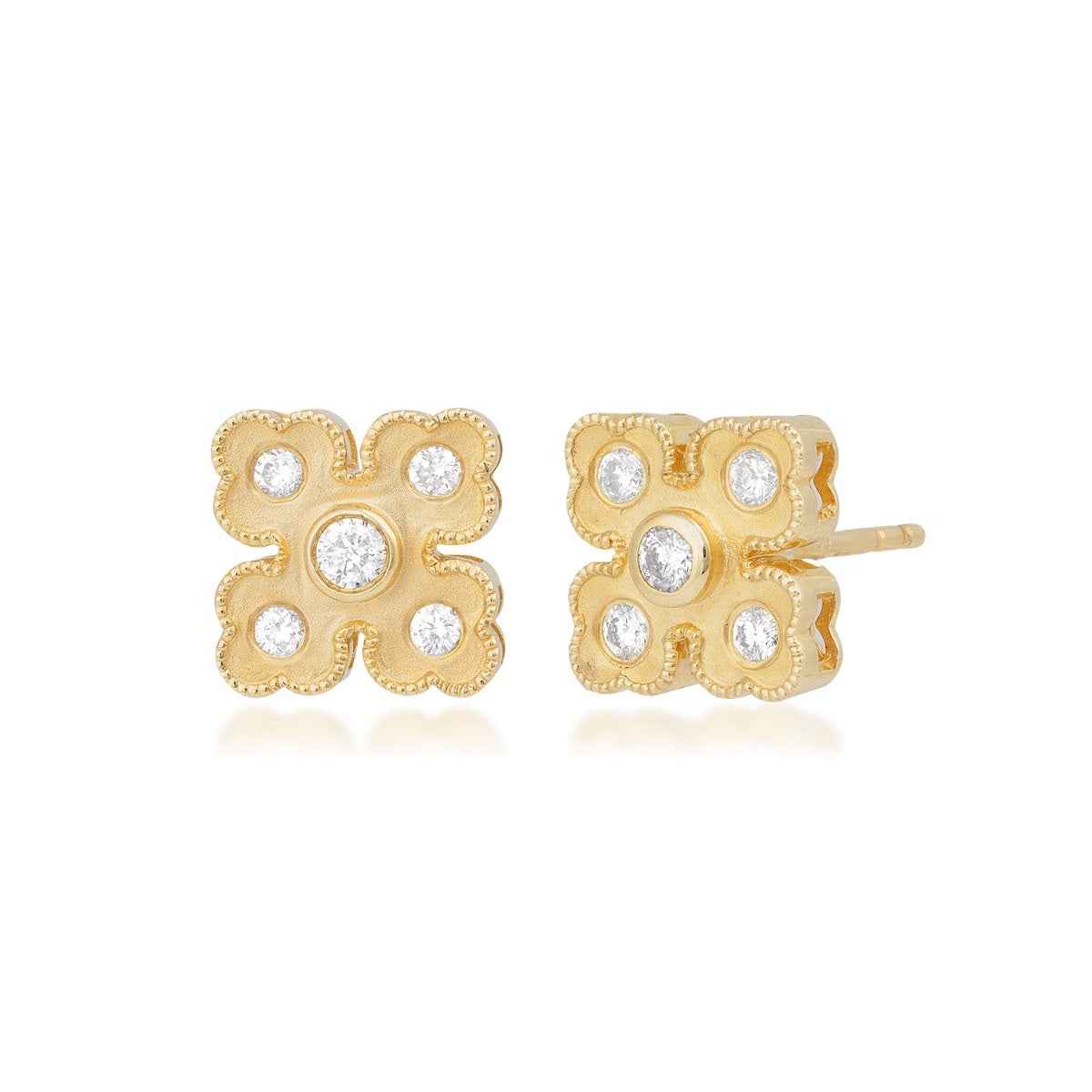 Passion 1/4 ct. tw. Diamond Mini Cross Earrings in 14K Yellow Gold