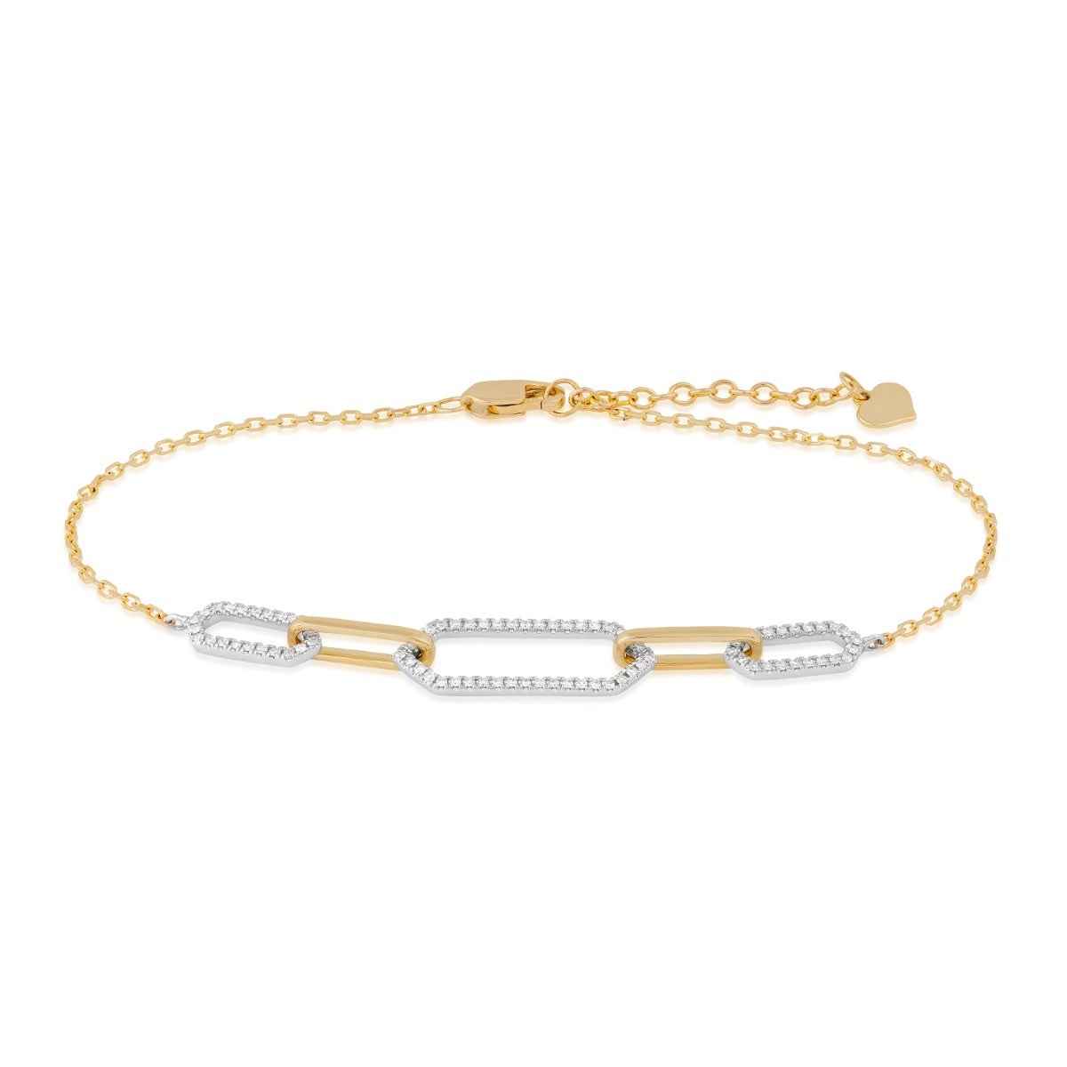 Passion 1/5 ct. tw. Diamond Paperclip Link Bracelet in 14K Yellow & White Gold