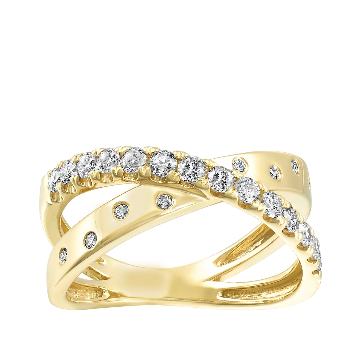 Passion 1/2 ct. tw. Diamond Crossover Ring in 14K Yellow Gold