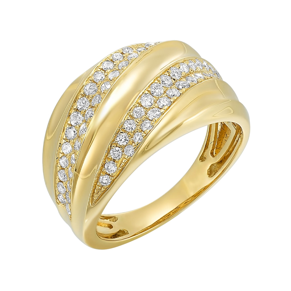 Passion 1/2 ct. tw. Diamond Wide Twist Ring in 14K Yellow Gold front view