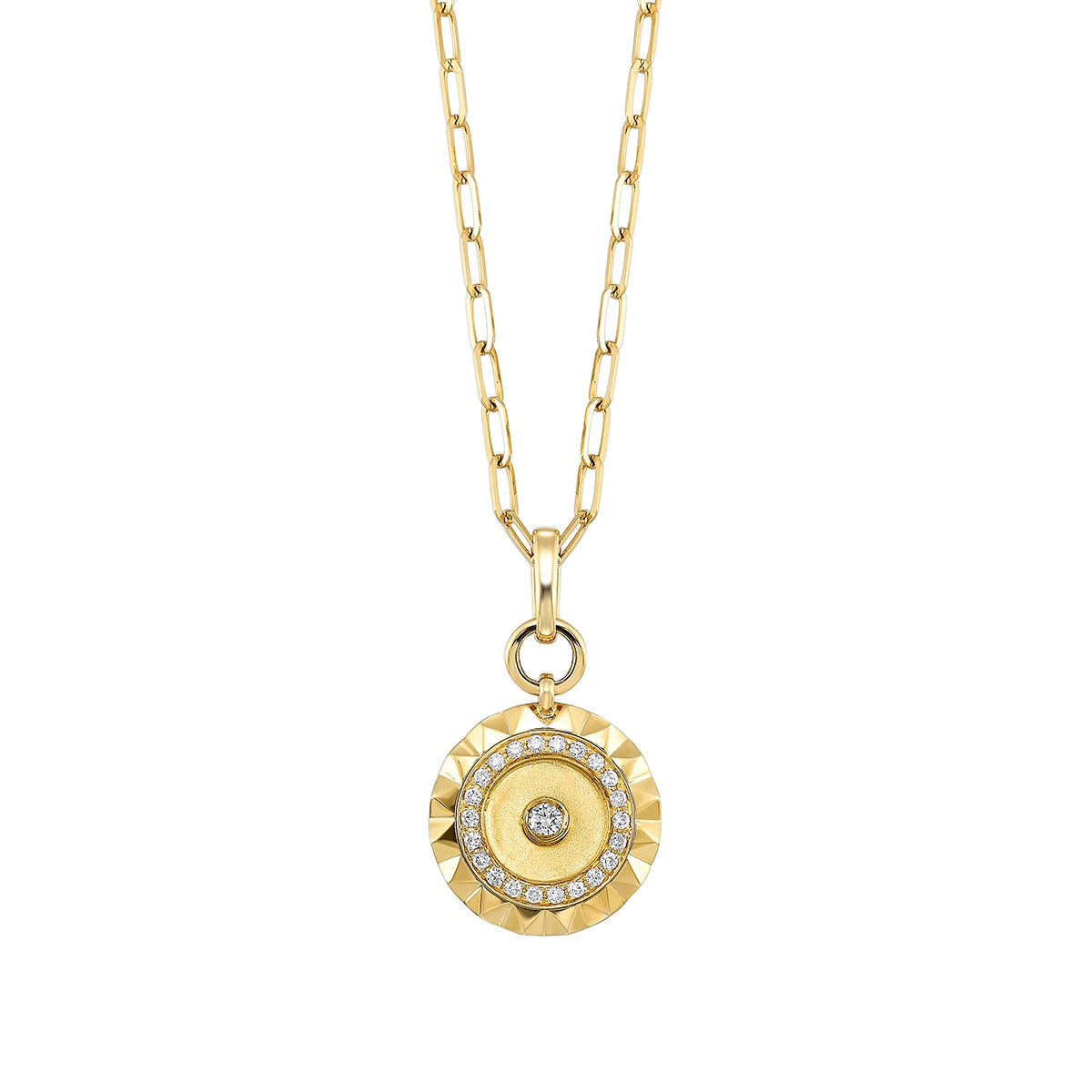 Passion 1/3 ct. tw. Diamond Geometric Disc Pendant in 14K Yellow Gold