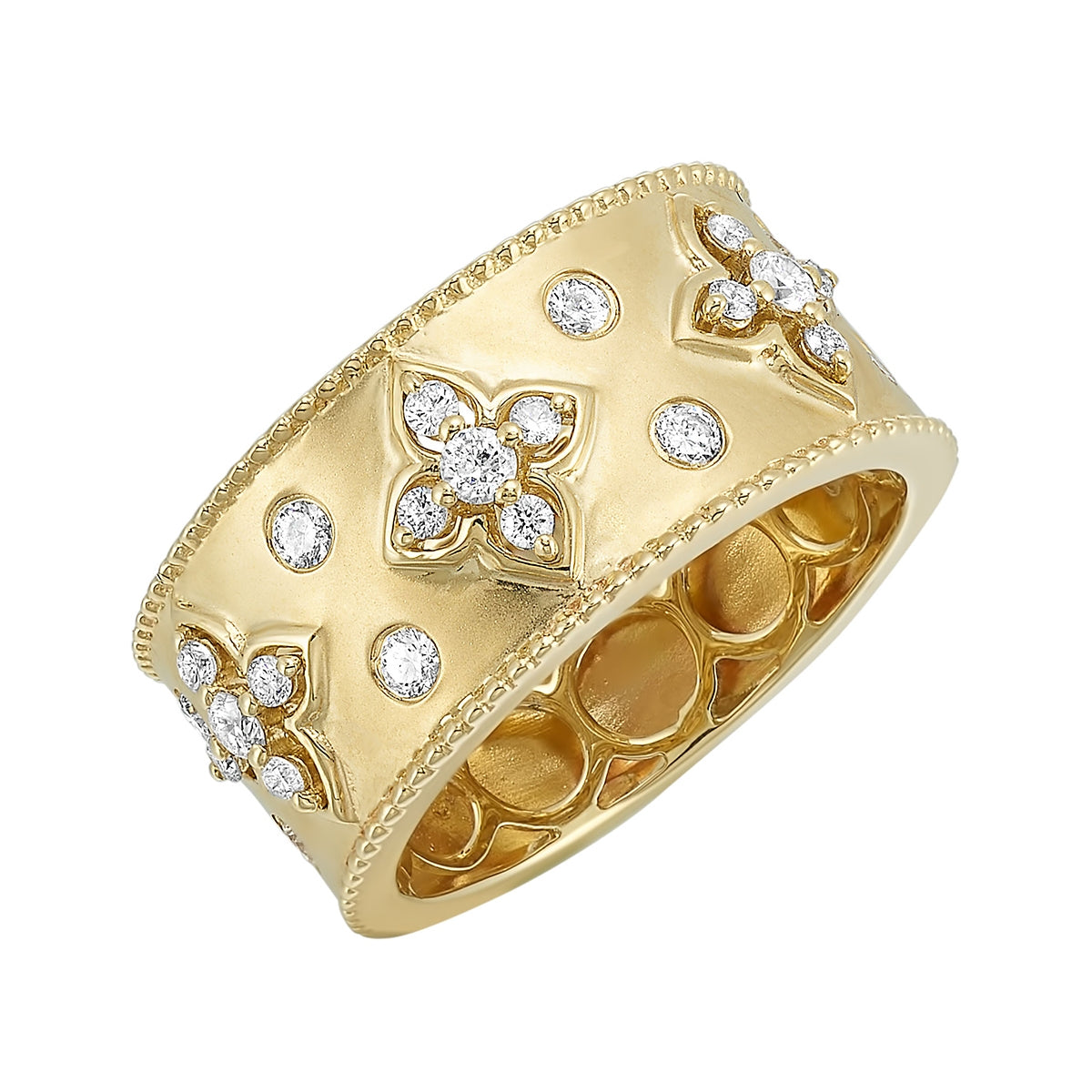 Passion 1/2 ct. tw. Diamond Wide Flower Ring in 14K Yellow Gold front view