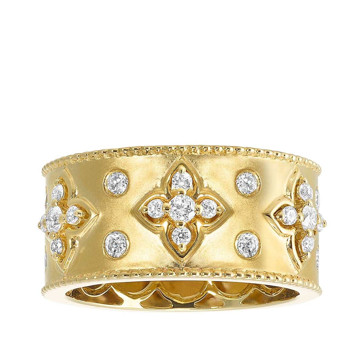 Passion 1/2 ct. tw. Diamond Wide Flower Ring in 14K Yellow Gold