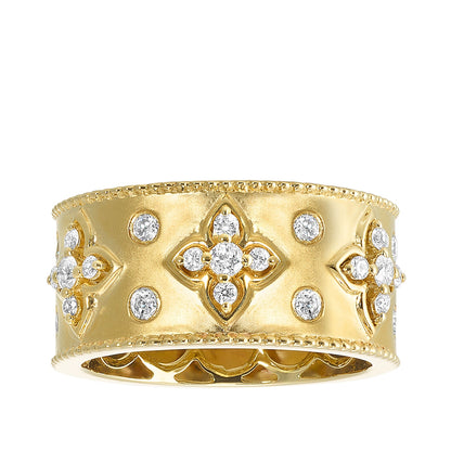 Passion 1/2 ct. tw. Diamond Wide Flower Ring in 14K Yellow Gold