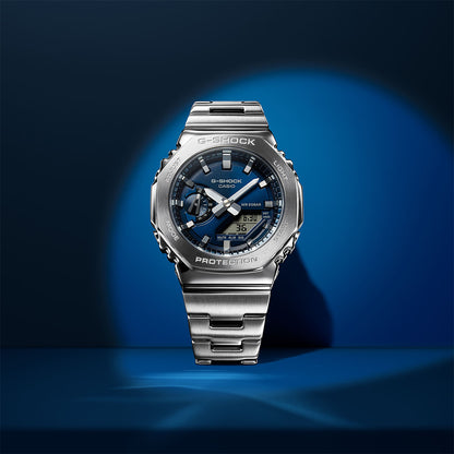 G-Steel quartz navy dial watch styled