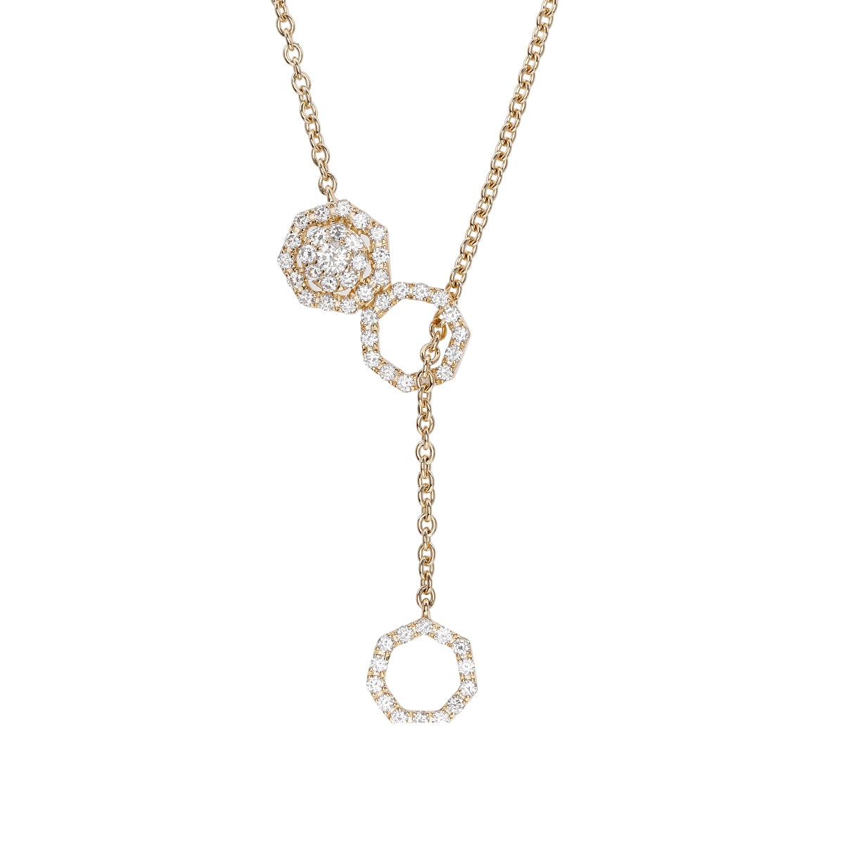 Sirus Tanya 3/8 ct. tw. Diamond Double Circle Lariat Necklace in 18K Yellow Gold