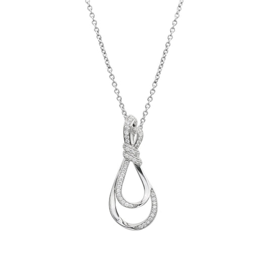 Sirus Tanya 1/4 ct. tw. Diamond Double Teardrop Knot Pendant in 14K White Gold