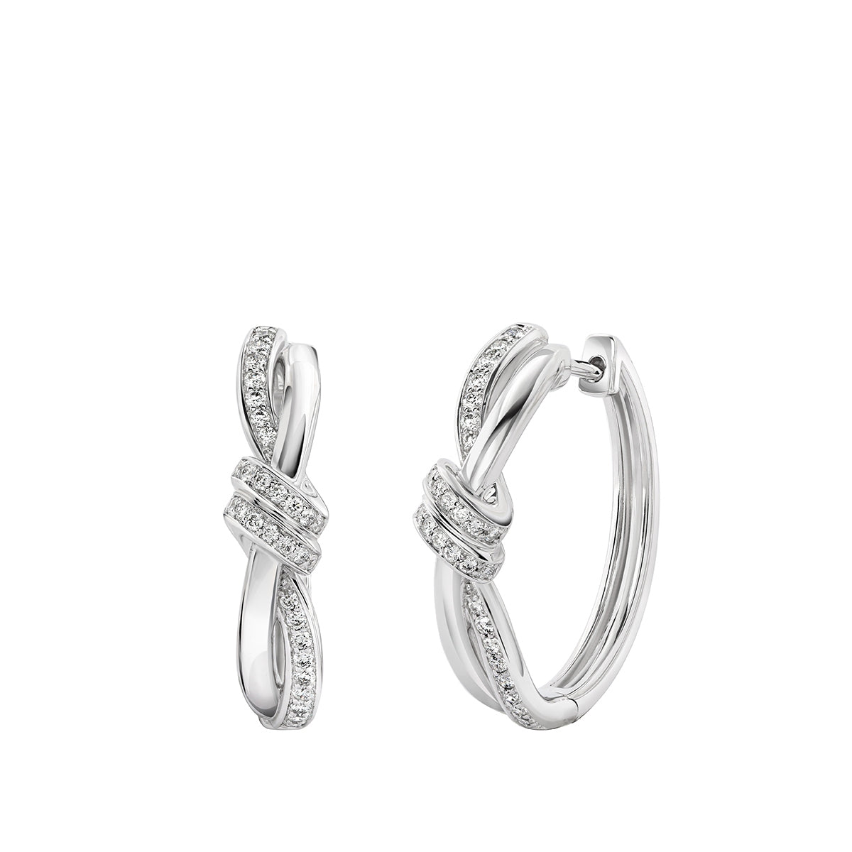 Sirus Tanya 1/3 ct. tw. Diamond Twist Knot Hoop Earrings in 14K White Gold