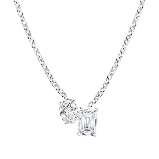 Sirus Tanya 3/4 ct. tw. Oval & Emerald Cut Diamond Necklace in 18K White Gold