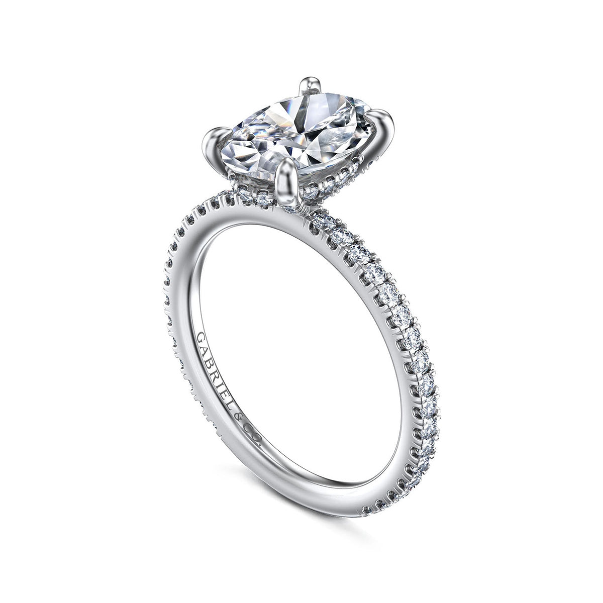 Gabriel & Co. 3/8 ct. tw. Diamond Oval Semi-Mount Engagement Ring in 14K White Gold front view