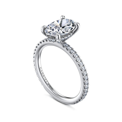 Gabriel & Co. 3/8 ct. tw. Diamond Oval Semi-Mount Engagement Ring in 14K White Gold front view