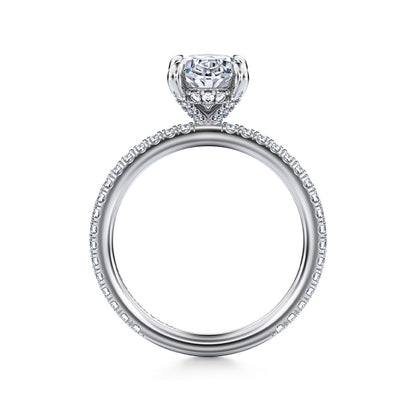 Gabriel & Co. 3/8 ct. tw. Diamond Oval Semi-Mount Engagement Ring in 14K White Gold close-up detail
