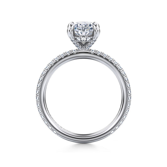 Gabriel & Co. 3/8 ct. tw. Diamond Oval Semi-Mount Engagement Ring in 14K White Gold close-up detail