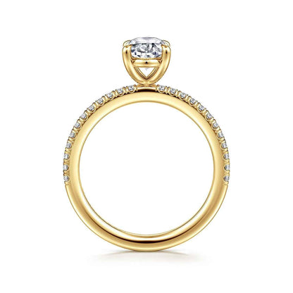 Gabriel & Co. 1/6 ct. tw. Diamond Oval Semi-Mount Engagement Ring in 14K Yellow Gold front view