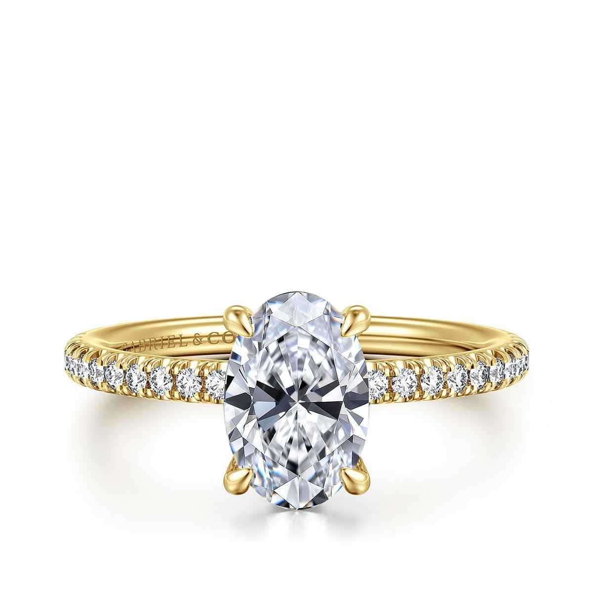 Gabriel & Co. 1/6 ct. tw. Diamond Oval Semi-Mount Engagement Ring in 14K Yellow Gold