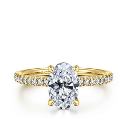 Gabriel & Co. 1/6 ct. tw. Diamond Oval Semi-Mount Engagement Ring in 14K Yellow Gold
