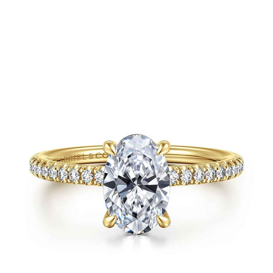 Gabriel & Co. 1/6 ct. tw. Diamond Oval Semi-Mount Engagement Ring in 14K Yellow Gold