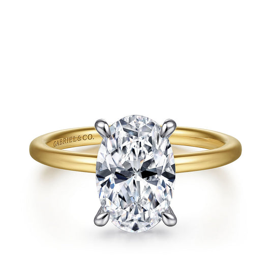Gabriel & Co. Diamond Accent Hidden Halo Oval Semi-Mount Engagement Ring in 14K Yellow Gold