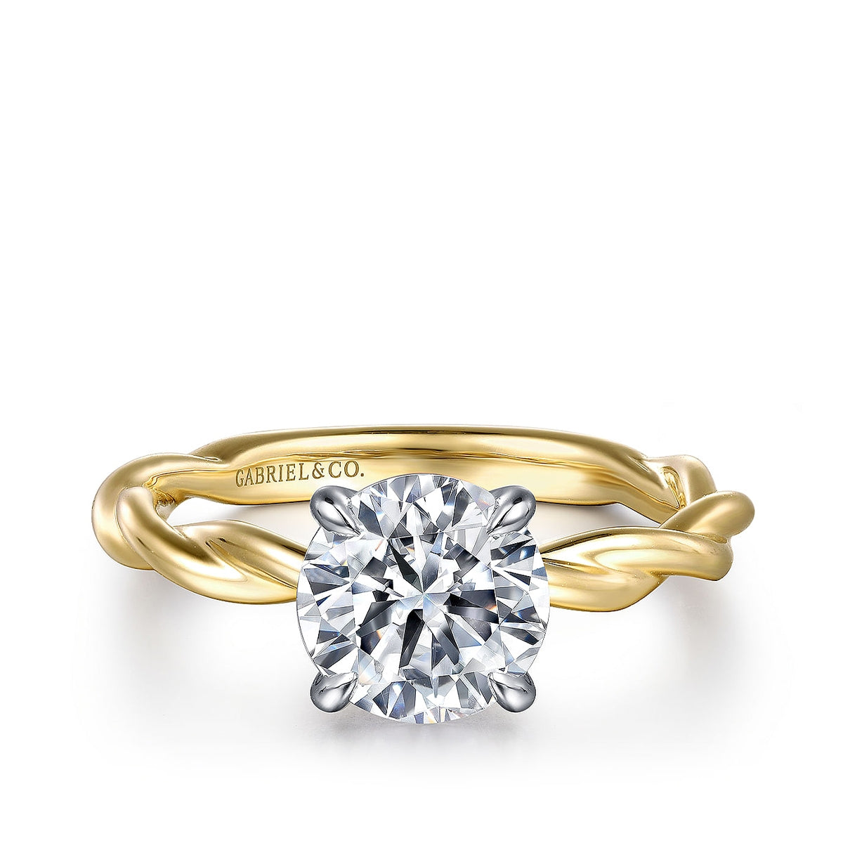 Gabriel & Co. Round Solitaire Twist Semi-Mount Engagement Ring in 14K Yellow Gold