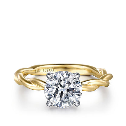 Gabriel & Co. Round Solitaire Twist Semi-Mount Engagement Ring in 14K Yellow Gold