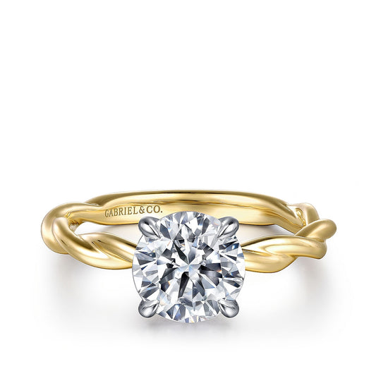 Gabriel & Co. Round Solitaire Twist Semi-Mount Engagement Ring in 14K Yellow Gold
