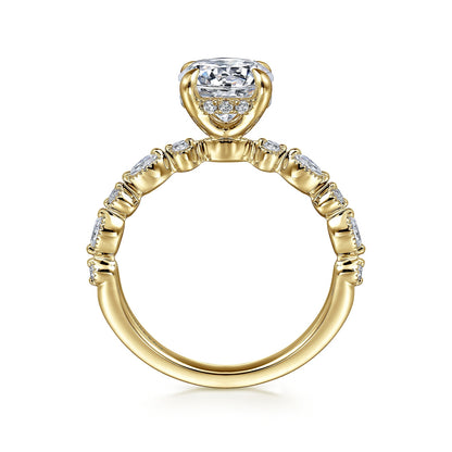 Gabriel & Co. 1/4 ct. tw. Diamond Round Semi-Mount Engagement Ring in 14K Yellow Gold close-up detail