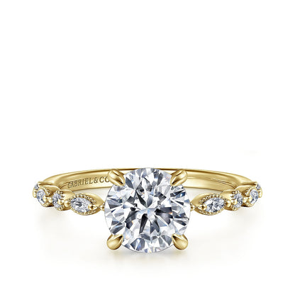 Gabriel & Co. 1/4 ct. tw. Diamond Round Semi-Mount Engagement Ring in 14K Yellow Gold