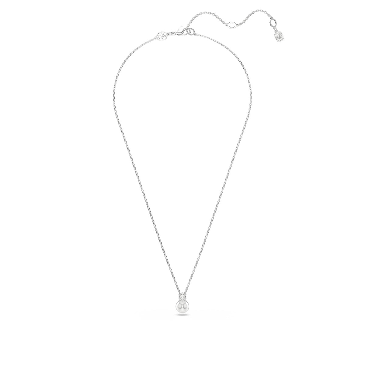 Swarovski Matrix White Crystal & Pearl Pendant in White Rhodium Plating front view