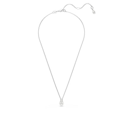 Swarovski Matrix White Crystal & Pearl Pendant in White Rhodium Plating front view