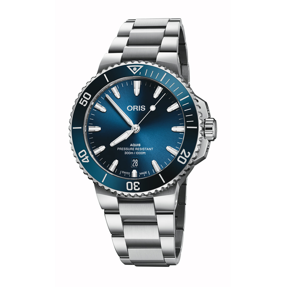 aquis blue dial automatic oris watch