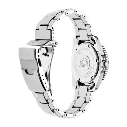 Seiko Men's Prospex Solar Stainless Steel Watch with Blue Dial close-up detail