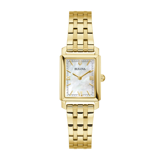 Bulova Ladies' Sutton Quartz Gold-Tone Stainless Steel Watch with White Dial