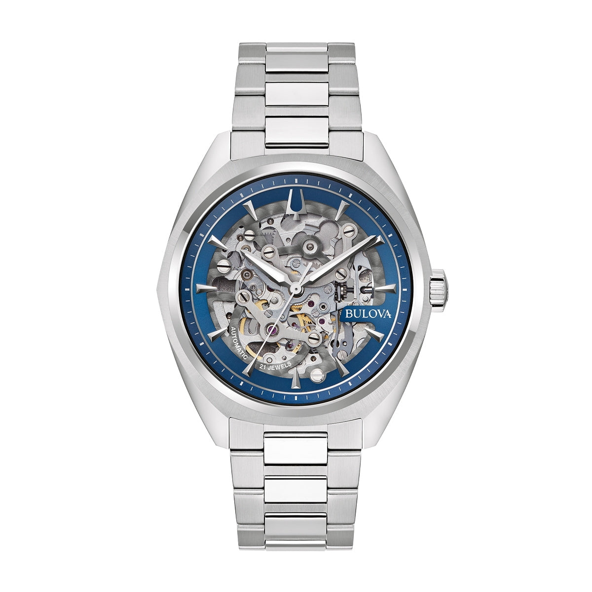 Bulova Men's Surveyor Automatic Stainless Steel Watch with Blue Dial