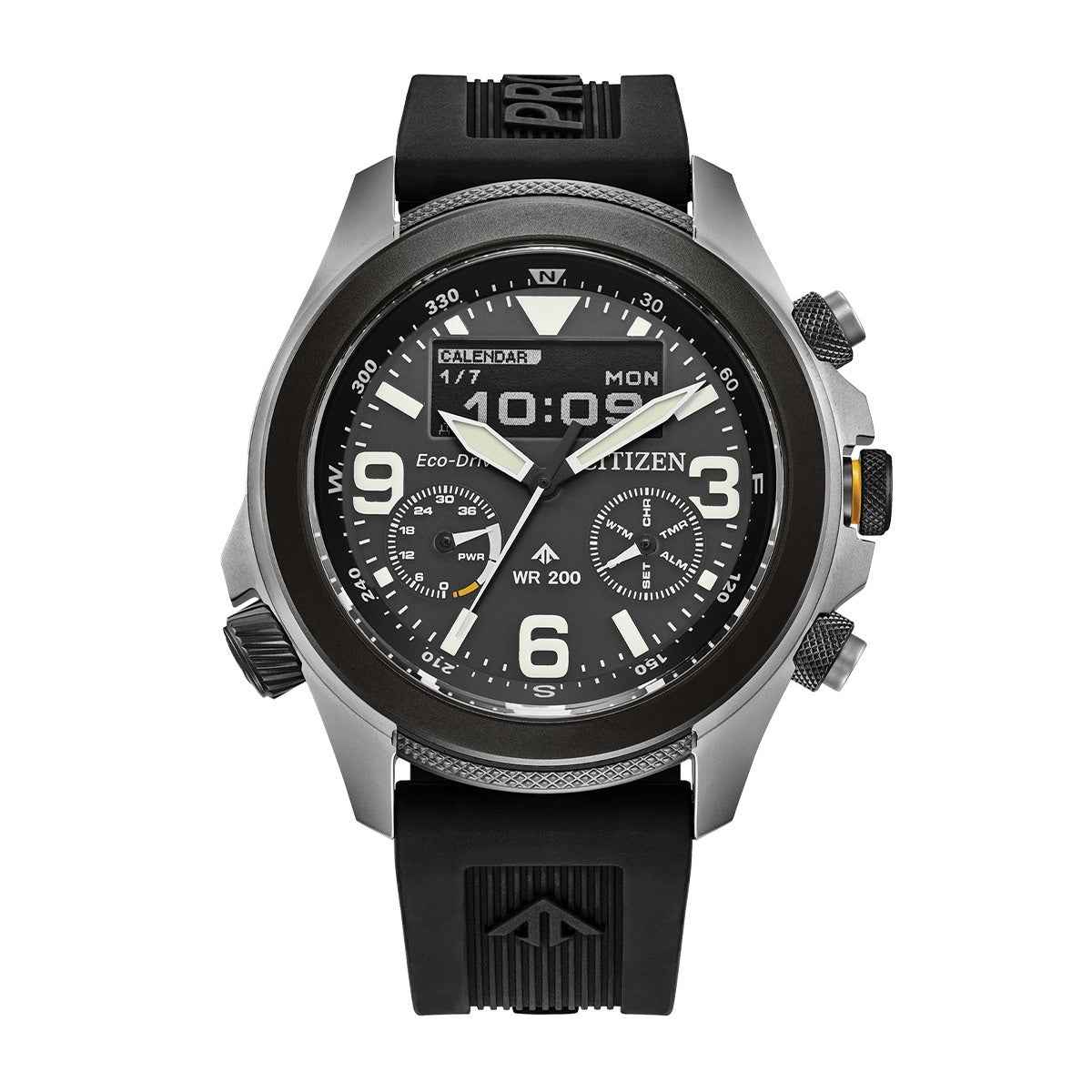 Citizen Men's Promaster Land Eco-Drive Stainless Steel Watch with Black Dial & Polyurethane Strap