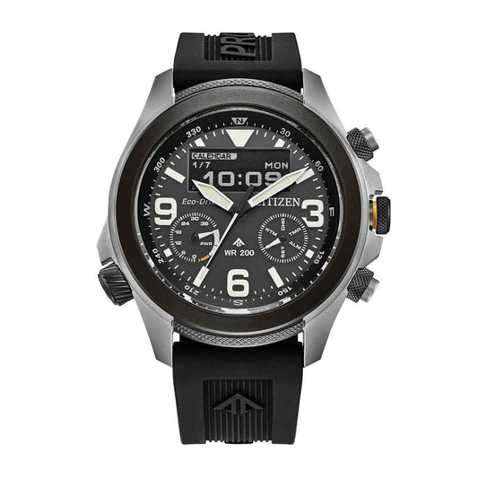 Citizen Men's Promaster Land Eco-Drive Stainless Steel Watch with Black Dial & Polyurethane Strap
