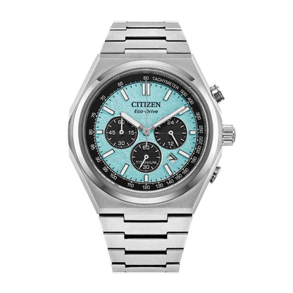 Citizen Men's Zenshin Chrono Eco-Drive Stainless Steel Watch with Blue Dial