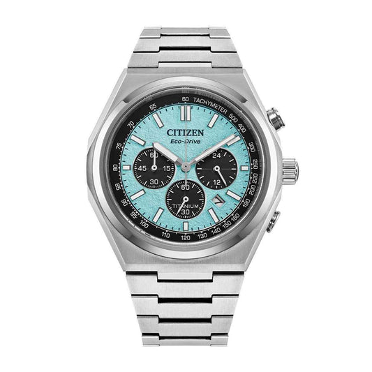 Citizen Men's Zenshin Chrono Eco-Drive Stainless Steel Watch with Blue Dial