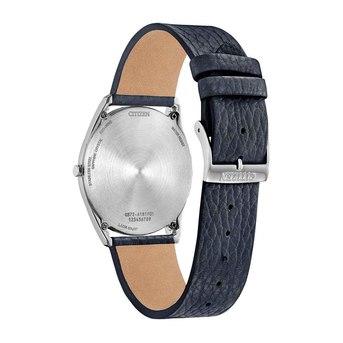 Citizen Men's Suratto Eco-Drive Stainless Steel Watch with Blue Dial & Black Leather Strap