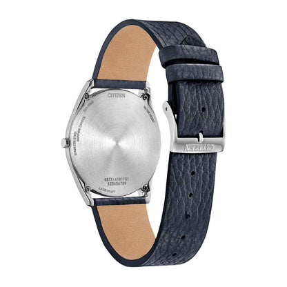 Citizen Men's Suratto Eco-Drive Stainless Steel Watch with Blue Dial & Black Leather Strap