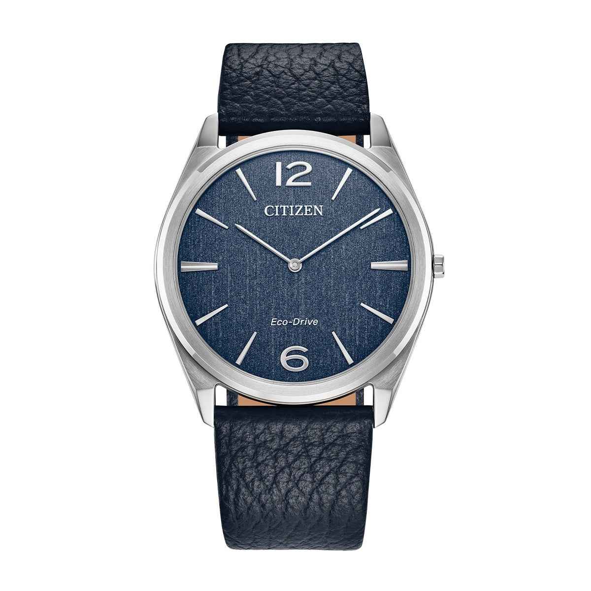 Citizen Men's Suratto Eco-Drive Stainless Steel Watch with Blue Dial & Black Leather Strap