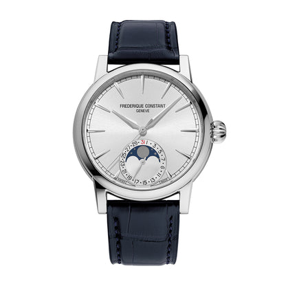 Frederique Constant silver dial navy strap watch