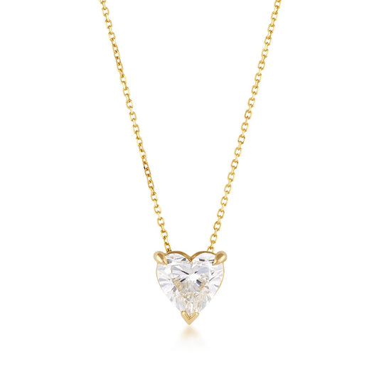 Adamante 3/4 ct. tw. Lab-Grown Heart Diamond Solitaire Necklace in 10K Yellow Gold