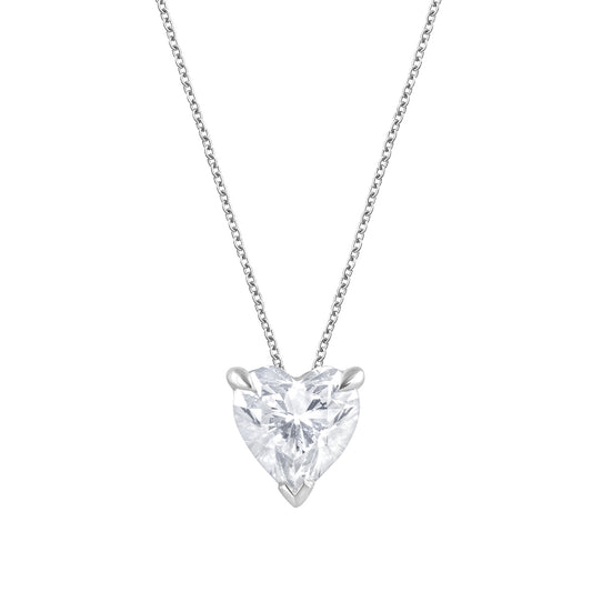 Adamante 3/4 ct. tw. Lab-Grown Heart Diamond Solitaire Pendant in 10K White Gold