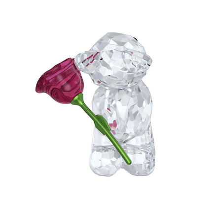 Swarovski Kris Bear A Rose with Love Figurine close-up detail