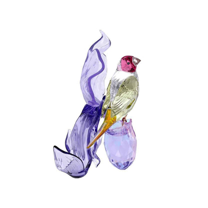 Swarovski Idyllia Gouldian Finch & Orchid Figurine side profile