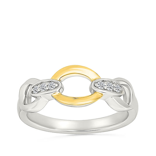 Diamond Accent Link Ring in Sterling Silver & 10K Yellow Gold