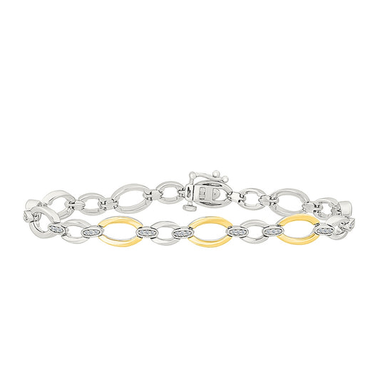 1/4 ct. tw. Diamond Link Bracelet in Sterling Silver & 10K Yellow Gold